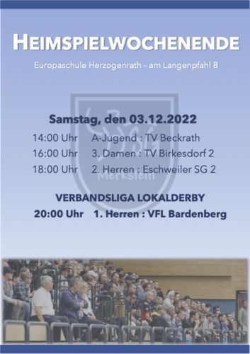 Heimspielwochenende 3. Dezember 2022